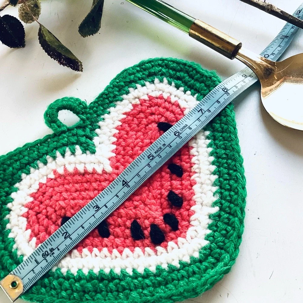 Whimsical WATERMELON 🍉 Crocheted Pot Holder VNPLVC